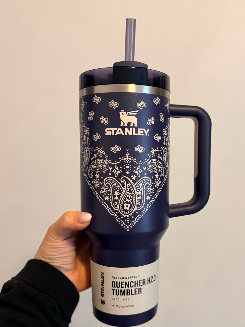Authentic New In Box/NWT40 oz Stanley Quencher - Blue Corn Paisley (Navy Bandana